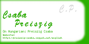 csaba preiszig business card